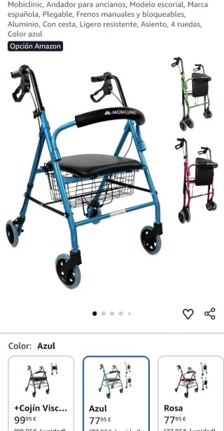 Andador con asiento y cesta