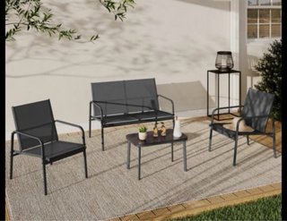 Juego Muebles Jardín Metal y Tela