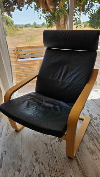 2 Sillones IKEA Madera Tela y Cuero