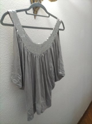 Blusa argentata con paillettes, vintage