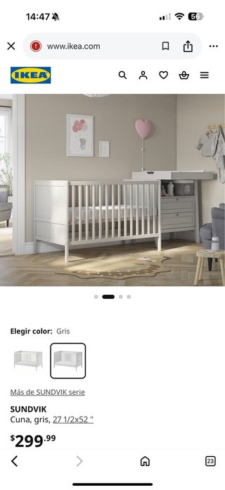 Cuna IKEA Sundvik Gris