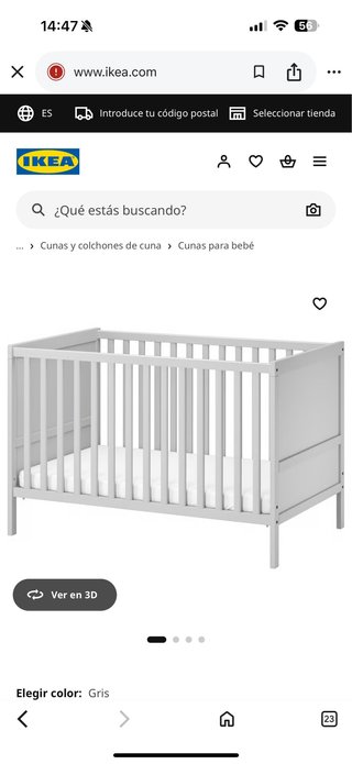 Cuna IKEA Sundvik Gris