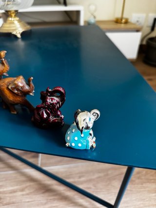 4 Elefantini Decorativi Legno e Ferro