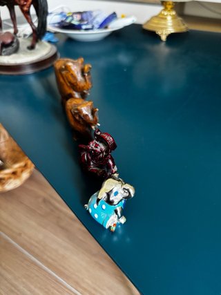 4 Elefantini Decorativi Legno e Ferro