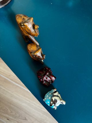 4 Elefantini Decorativi Legno e Ferro