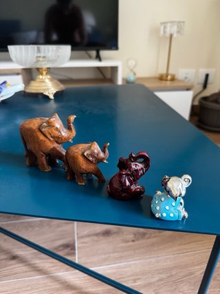 4 Elefantini Decorativi Legno e Ferro