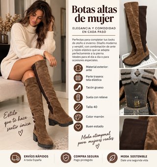 Botas altas mujer marrones T40