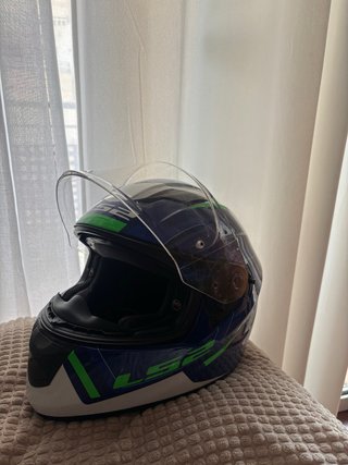 Casco Moto LS2 Azul y Verde
