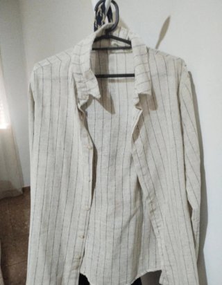 Camisa Lino Rayas Beige