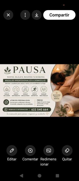 Masajes a domicilio.
