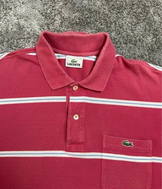 Polo Lacoste Hombre Rayas Rojo Vintage  - Talla XL