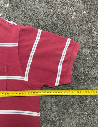 Polo Lacoste Hombre Rayas Rojo Vintage  - Talla XL