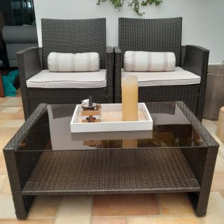 Conjunto Muebles Exterior Ratán y Cristal