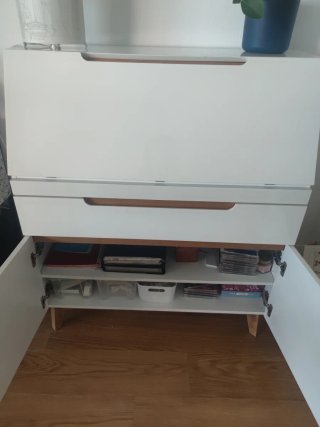 Escritorio Secreter Blanco y Madera.