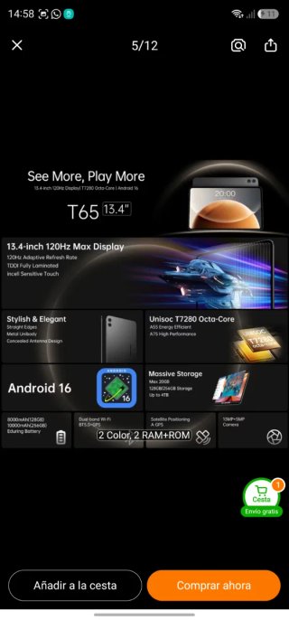 Teclast Tablet 13.4 Negro/Gris