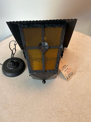 Lámpara Farol Forja Vintage Cristal Amarillo