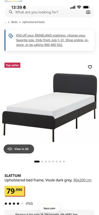 Cama IKEA con colchón, edredón y sábanas