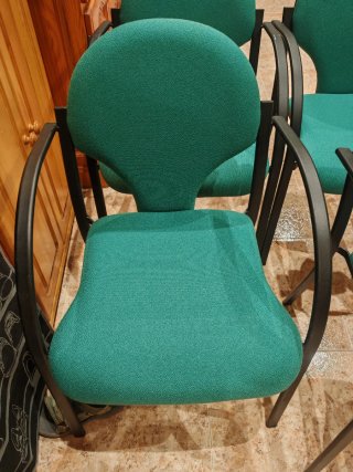 6 Sillas de Oficina Verdes Tapizadas