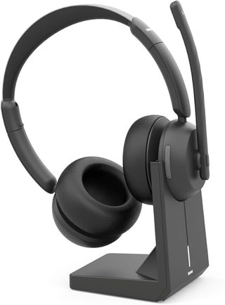 Hama | Auriculares Bluetooth para PC con Base de Carga. (Cascos inalámbricos monoaurales Ordenador, Conexión multipunto portátil y móvil, Micrófono teletrabajo, Autonomía 25 Horas) Negro.