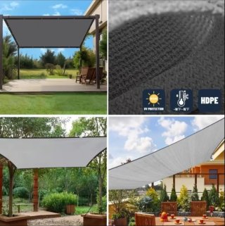 Toldo Vela Malla Sombra Rectangular 3X4 Gris