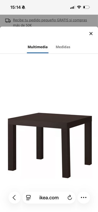 Mesa auxiliar cuadrada Ikea marrón