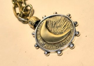 COLLANA Catena Ovale CIONDOLO SOLE LUNA Argento
