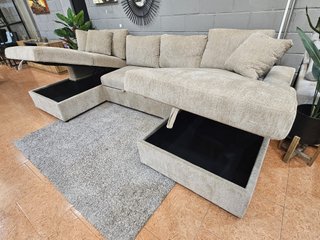 Sofá cama chaise longue con doble arcón
