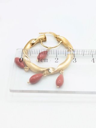 Pendientes Aro Oro 18k con Coral Rojo