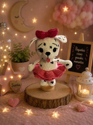 Muñeca Dálmata Crochet Rosa