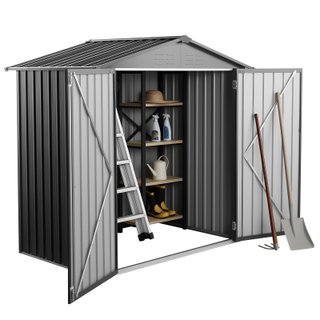 Casetta da Giardino in Metallo Grigio 186x121 cm