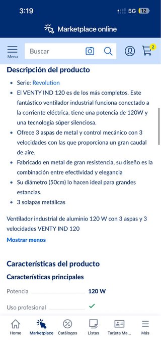 Ventilador Industrial Purline 120W