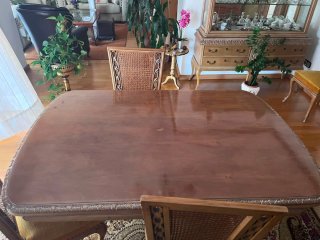 Mesa madera antigua clasicos y sus 6 sillas
