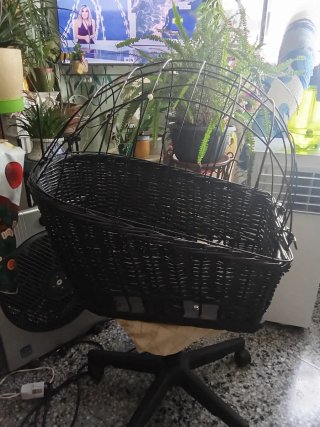 Cesta bicicleta mimbre con soporte