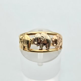 Anillo Elefantes Oro Combinado 18k. Peso: 1.25 g