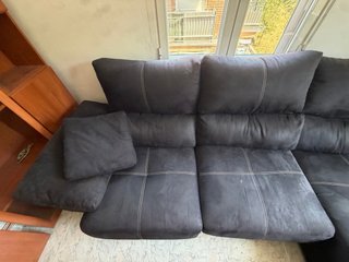 Sofá modular L tela y madera