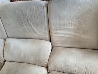 Sofá cheslong 3 plazas de tela beige