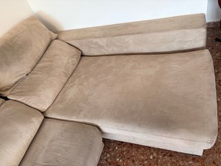 Sofá cheslong 3 plazas de tela beige