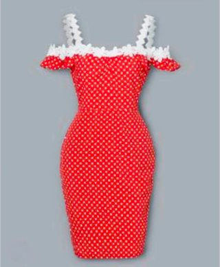 Abito vintage rosso a pois bianchi