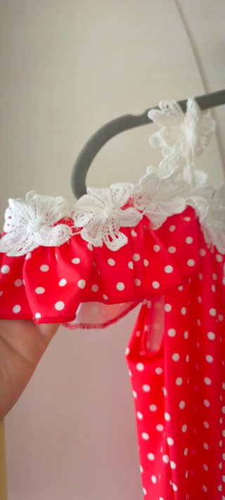 Abito vintage rosso a pois bianchi