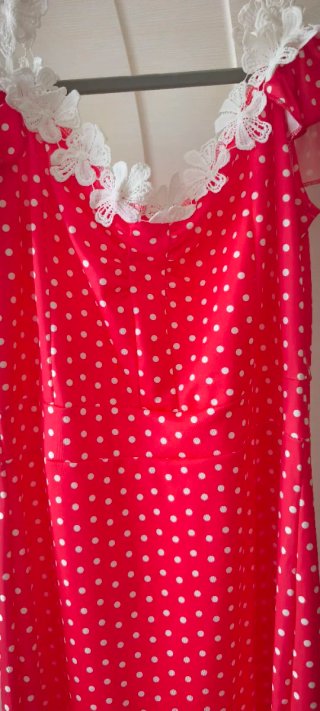 Abito vintage rosso a pois bianchi
