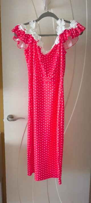 Abito vintage rosso a pois bianchi
