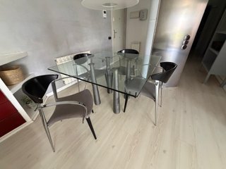 Conjunto Mesa Comedor Diseño Cristal