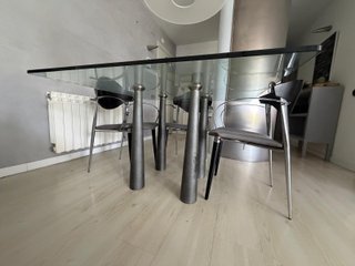 Conjunto Mesa Comedor Diseño Cristal