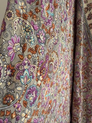 Vestido Maxi Boho largo estampado dorado y morado