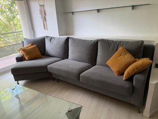 Sofá chaise longue 340cm gris | Pluma de oca