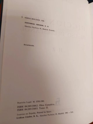 Diccionario uso español María Moliner Gredos, 1980
