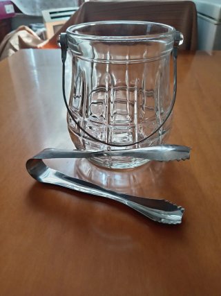 Secchiello ghiaccio con pinza Vintage Vetro traspa