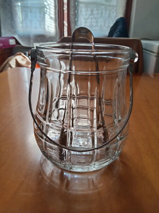 Secchiello ghiaccio con pinza Vintage Vetro traspa
