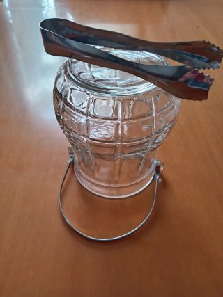 Secchiello ghiaccio con pinza Vintage Vetro traspa