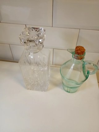 Juego 2 botellas decoración cristal y corcho